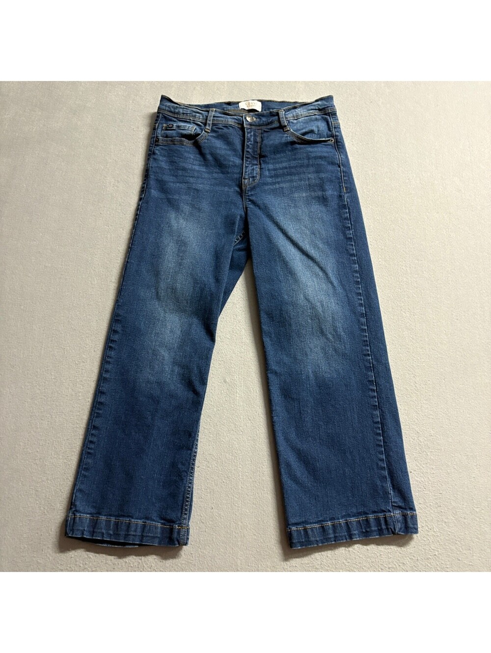 Curve Appeal Jeans Womens 8/29 Blue Denim Wide Leg Stretch Crop High Rise